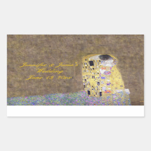 "The Kiss" von Gustav Klimt Personalisierte Hochze Rechteckiger Aufkleber