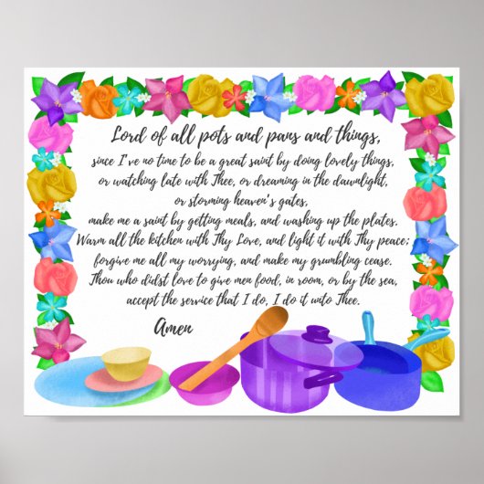 The Kitchen Prayer Lord of Pots & Pans Wall Art Poster (Vorne)