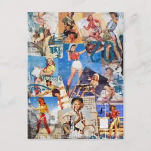 The Kitsch Bitsch : Destroyed Cowgirl Pin-Ups Nr.1 Postkarte