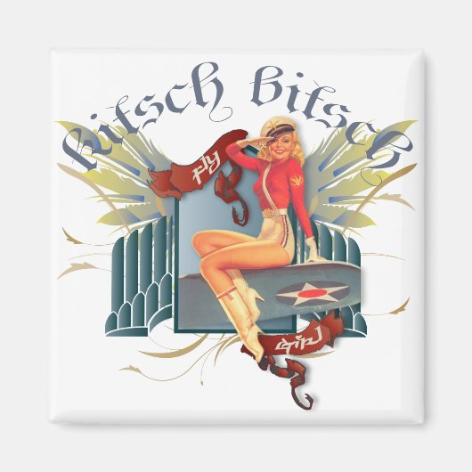 The Kitsch Bitsch : Fly Girl Tattoo Button Up Magnet (Vorne)