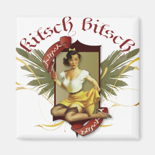 The Kitsch Bitsch : Soda Girl Retro Tattoo Button  Magnet