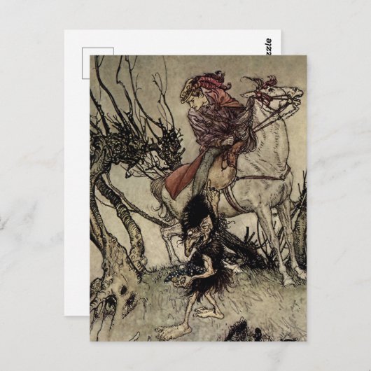 "The Knight and Gnome" von Arthur Rackham Postkarte (Vorne/Hinten)