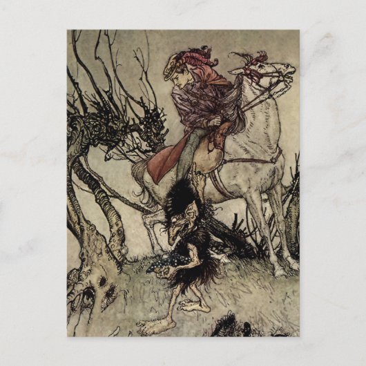 "The Knight and Gnome" von Arthur Rackham Postkarte (Vorderseite)