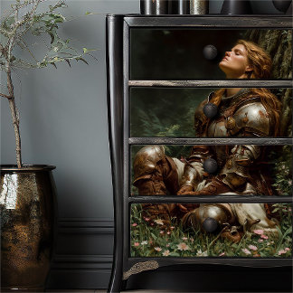 The Knight’s Prayer | Female Warrior in Forest Seidenpapier