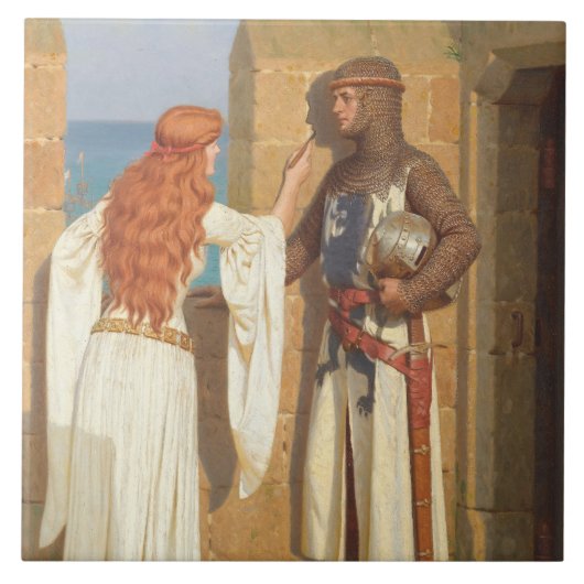 The Knight's Shadow (von Edmund Blair Leighton) Fliese (Vorderseite)