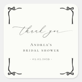 The Knot Black Bow Brautparty Vielen Dank Quadratischer Aufkleber