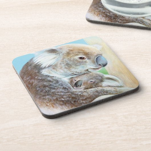 "The Koala cuddle", feine Art set of 6 Coasters Untersetzer (Linke Seite)