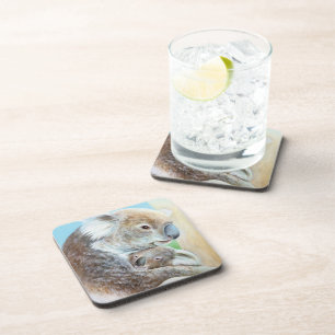 "The Koala cuddle", feine Art set of 6 Coasters Untersetzer
