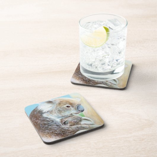 "The Koala cuddle", feine Art set of 6 Coasters Untersetzer (Rechte Seite)