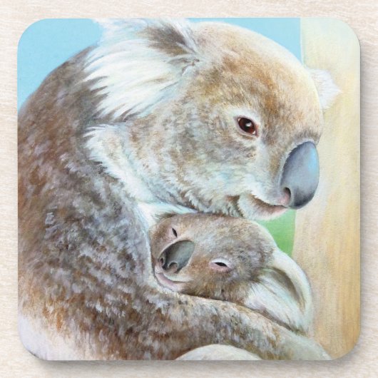 "The Koala cuddle", feine Art set of 6 Coasters Untersetzer (Vorderseite)