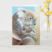 "The Koala cuddle" Portrait Fine Art Card Karte (Gelbe Blume)