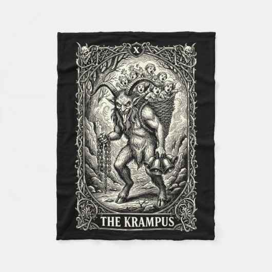 The Krampus Tarot Card Goth Witchy Black Pajamas C Fleecedecke (Vorderseite)