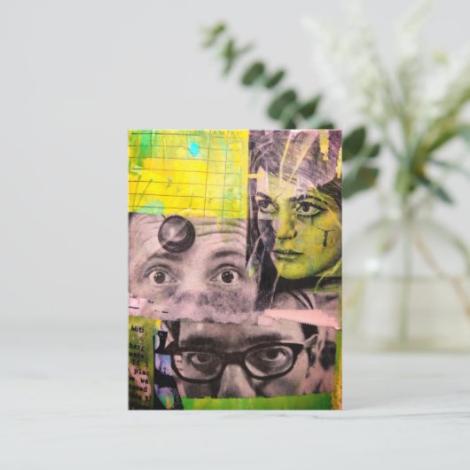 The Lady and the Doctors Mixed Media Collage Postkarte (Stehend Vorderseite)