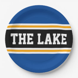 THE LAKE Athletic Royal Blue Black Racing Streifen Pappteller