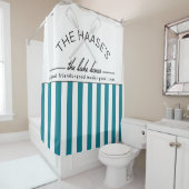 The Lake House Good Friends Music Times Blue Strip Duschvorhang (Beispiel)