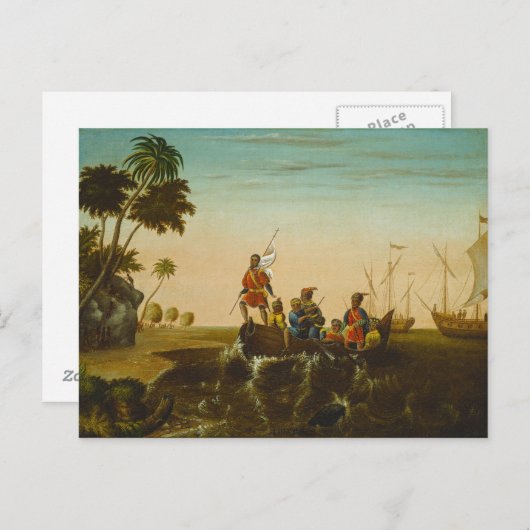 The Landing of Columbus, c.1837 (Öl auf Leinwand) Postkarte (Vorne/Hinten)