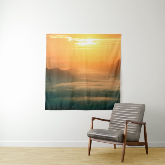 The landscape photo,  beautiful sea fog in morning wandteppich (Beispiel)