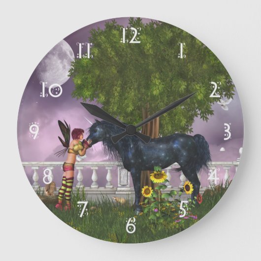 The Last Black Unicorn Wall Clock Große Wanduhr (Vorderseite)