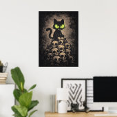 The Last Hiss - Retro Cat On Skulls, Dark Cartoon Poster (Heimbüro)