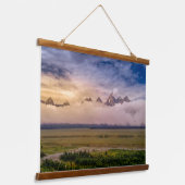 The Last Light at the Tetons Wandteppich Mit Holzrahmen (Gewinkelt)