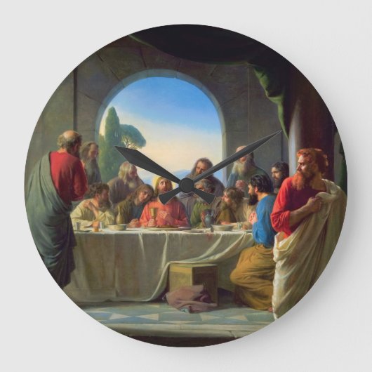 The Last Supper by Carl Bloch Große Wanduhr (Vorderseite)