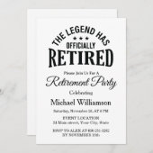 The Legend has officially retired Retirement party Einladung (Vorne/Hinten)