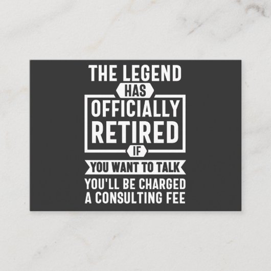 the legend Has Officially Retired Visitenkarte (Vorderseite)