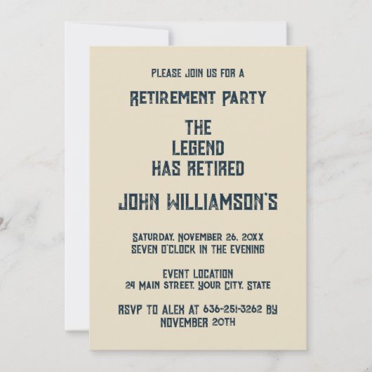 The Legend Has Retired funny retirement Einladung (Vorderseite)