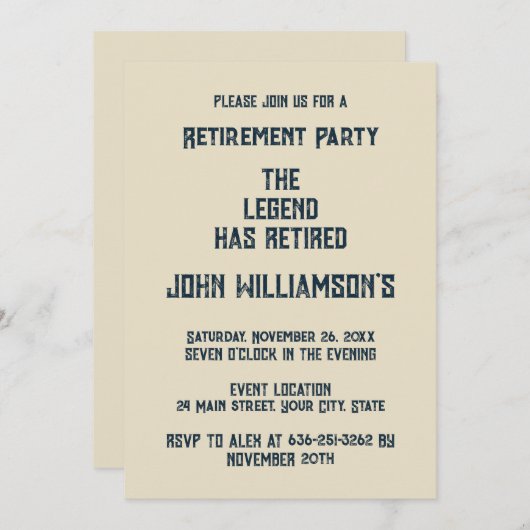 The Legend Has Retired funny retirement Einladung (Vorne/Hinten)