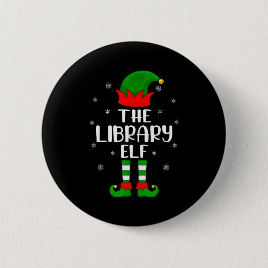 The Library Elf Christmas Party Matching Family Xm Button (Vorderseite)