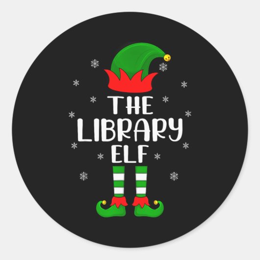 The Library Elf Christmas Party Matching Family Xm Runder Aufkleber (Vorderseite)