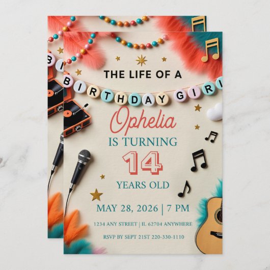 The Life of a Birthday Girl Showgirl Birthday Einladung (Vorne/Hinten)