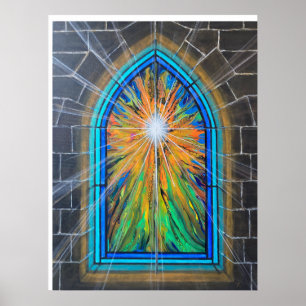 The Light 3 Church Stained Glass Window  Poster