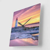 The Light Keeper | Peggy'S Cove Quadratische Wanduhr (Winkel)