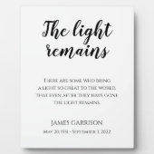 The Light Remains Memorial Celebration of Life Fotoplatte (Vorderseite)