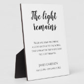 The Light Remains Memorial Celebration of Life Fotoplatte (Seite)