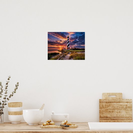 The Lighthouse at Sunset Poster (Küche)