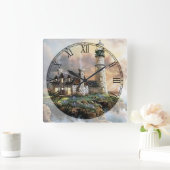 The Lighthouse Fine Art Quadratische Wanduhr (Zuhause)