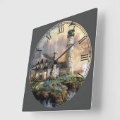 The Lighthouse Fine Art Quadratische Wanduhr (Winkel)