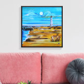 The Lighthouse on the Beach Painting by Alfred Fox Leinwanddruck (Insitu (Wohnzimmer))