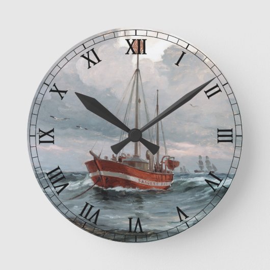 The lightship at Skagen Reef Personalize Runde Wanduhr (Vorderseite)