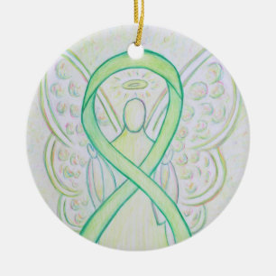 The Lime Green Awareness Ribbon Angel Art Ornament