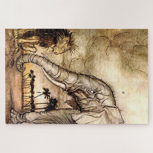 "The Lion and The Elephant" von Arthur Rackham Puzzle (Horizontal)