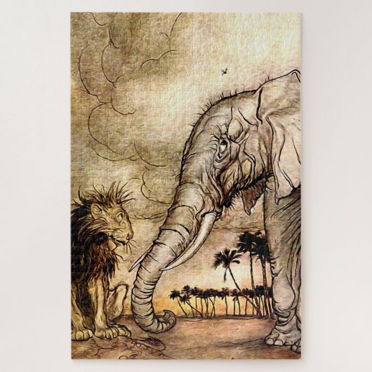 "The Lion and The Elephant" von Arthur Rackham Puzzle (Vertikal)
