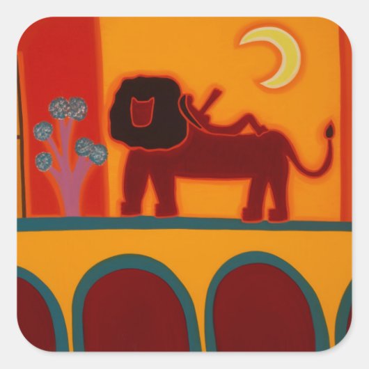 The Lion from Fulham Broadway 2008 Quadratischer Aufkleber (Vorderseite)