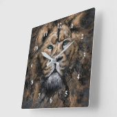The Lion King - Abstract Art Modern Style Painting Quadratische Wanduhr (Winkel)