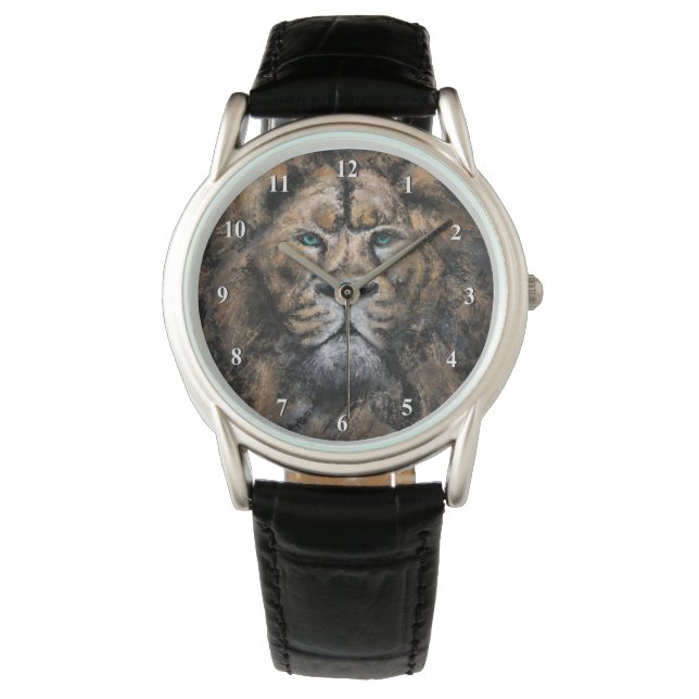 The Lion King - Abstrakt Art Moderne Malerei Armbanduhr (Vorderseite)