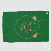The Lion's Gaze: Golden Contour Golfhandtuch (Horizontal)