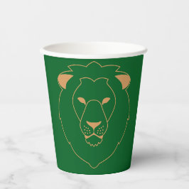 The Lion's Gaze: Golden Contour Pappbecher