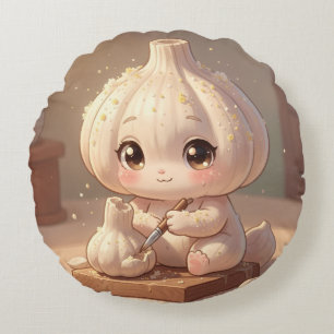 🧄✨ The Little Magical Garlic.2 Rundes Kissen